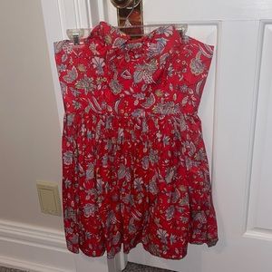 Mini strapless bow in front flowy red dress